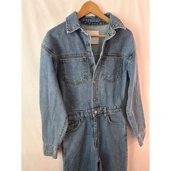 Simonett Denim Utility Jumpsuit Blue Jean Western Straight Leg Boiler Suit O/S - Picture 3 of 7
